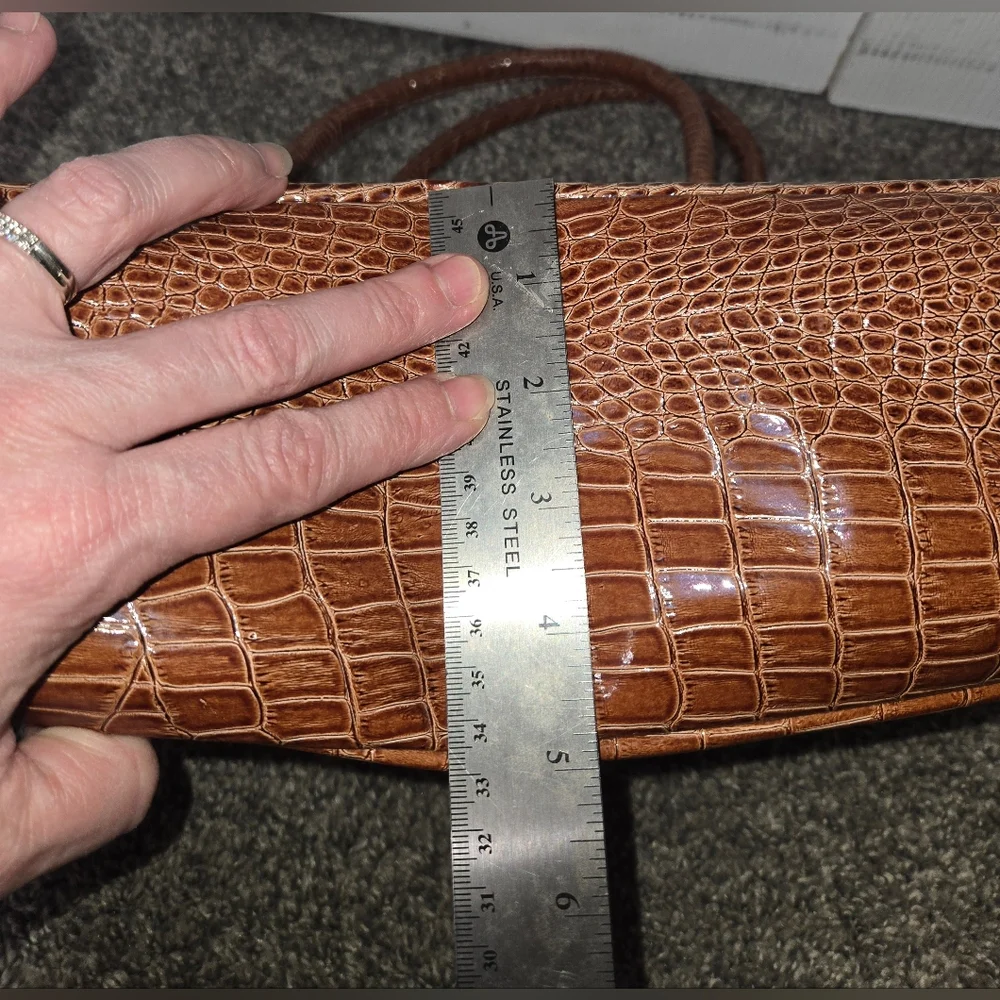 Brown Faux Crocodile 3 Piece Set, Purse/laptop Bag, Like New
